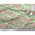 thumbnail image 2 of Soimoi Green polyester Crepe Fabric Leaves & Pink Floral Decor Fabric Printed BTY 42 Inch Wide, 2 of 3