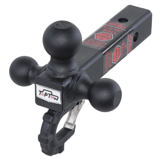 Tow Hitch TOPTOW Tri-Ball negro mate para receptor de 2 pulgadas