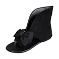 thumbnail image 5 of Rokment Vintage Butterfly Flip Flops Flat Dressy Sandals for Women Black Stylish Casual Bow Suede Cut-Out Low Heel Slip on Thong Beach Summer Comfortable Walking Dress Shoes Black Size 6, 5 of 6