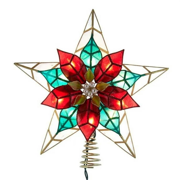 Tree Topper Finial Pointsettia Capiz Star Shell Electric Tree Topper Ul3174