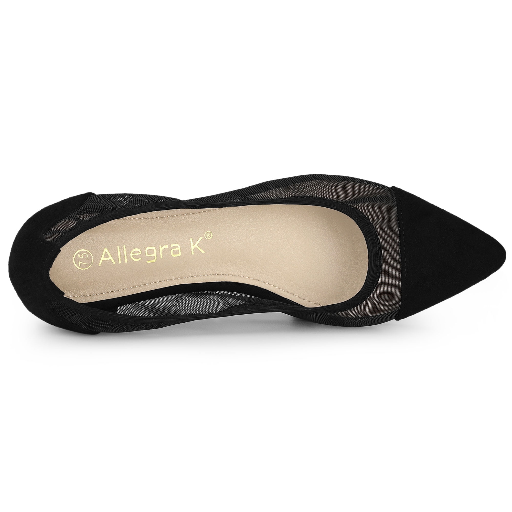 DARING DIVA Women's Mesh Pointed Toe Slip-On Ballet Flat Black US 7