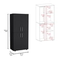 thumbnail image 3 of Xukmct 4 Doors Clothes Storage Cabinet with 6 Shelves and 2 Hanging, 70" Tall Armoire for Bedroom, Living Room, Black, 3 of 7