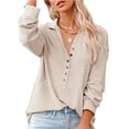 thumbnail image 3 of Camisa con cuello en V para mujer, Camisa con botones y cuello en V para mujer Camisa con botones en la parte delantera para mujer Rendimiento potente, 3 of 5