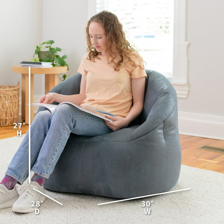 Big Joe Joey Adult-Sized Bean Bag Chair, Basalt Blue, Faux Leather