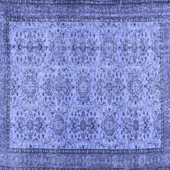Ahgly Company Machine Washable Indoor Square Abstract Blue Contemporary Area Rugs, 7' Square