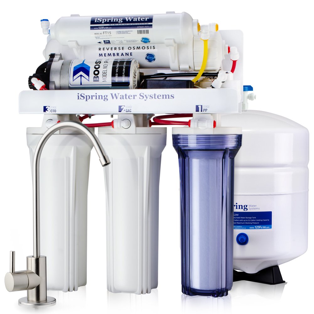 iSpring Reverse Osmosis Water Filter System w/ Booster Pump 100GPD 5