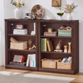 thumbnail image 7 of Buildhom 2pc 43" Tall Farmhouse Bookshelf, 3-Tier Solid Wood Bookcase with Adjustable Shelves for Living Room & Office, Walnut, 7 of 7