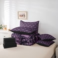 thumbnail image 6 of Feelyou Women Damask Floral Comforter Set 7pcs, Purple Cat Animal Queen Bedding Sets, 6 of 8