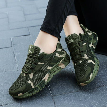 

Camo Pattern Lace Up Outdoor Sports Shoes Casual Knitted Platform Trail Walking Running Sneakers Women s Footwear