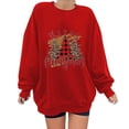 thumbnail image 4 of Scyoekwg Womens Sweatshirts Christmas Round Neck Fleece Sweatshirts Long Sleeve Tops Leopard Plaid Christmas Tree Graphic Sweatshirt Oversized Pullover #F=Red L(8), 4 of 5