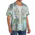 thumbnail image 2 of Rateoe Vintage Rose1 Pattern Men's Short Sleeve Classic Shirt, Casual Short-Sleeved Shirt, Lightweight Summer Shirt, Cuban Collar Shirt,Button-Front Shirt-4X-Large, 2 of 5