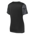 thumbnail image 6 of Sport-Tek Ladies CamoHex Colorblock Neck Tee-XL (Black/ Iron Grey), 6 of 6