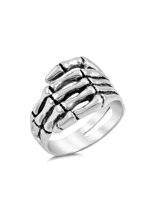 925 Sterling Silver Skeleton Hand Ring Size 9