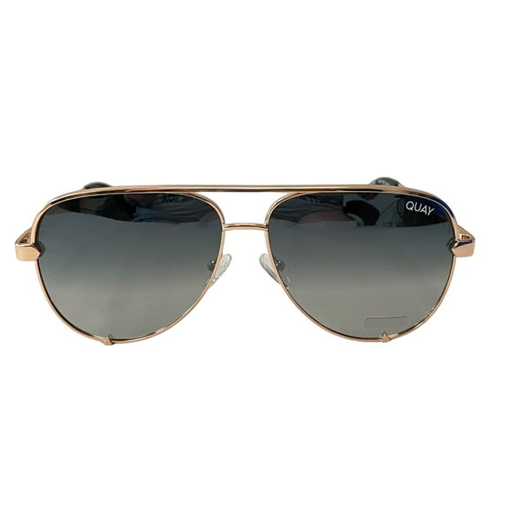Quay Australia High Key Link Polarized Sunglasses XL Aviators Rose Green Fade