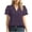 Purple, variant on Women's Casual V-Neck Short Sleeve Chiffon T-Shirt with Pleated Ruffles for Everyday Wear