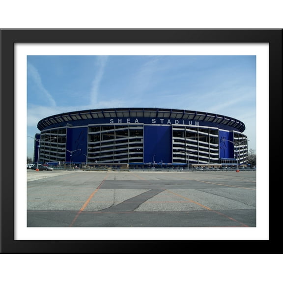 Shea Stadium 36x28 Large Black Wood Framed Print Art - Home of the New York Mets