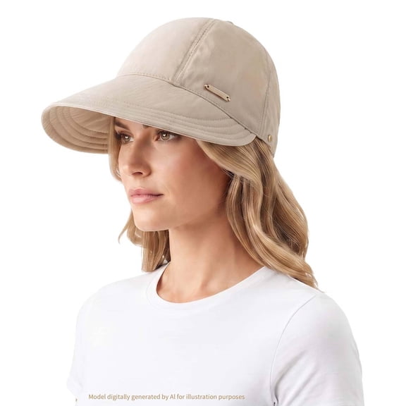 Dodorado Women’s Wide Brim Sun Visor Hat with Mask Strap Hooks, Foldable Ponytail Sun Hat with Adjustable Fit for Beach, Golf and Outdoor Activities