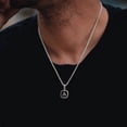 thumbnail image 2 of Vnox-Collar con colgante geométrico con letras iniciales de A-Z para hombre, cadena de cuerda cubana con caja, Collar cuadrado Simple de acero inoxidable, 2 of 4