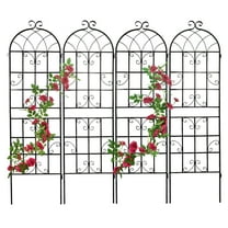Miniyam 71" x 19.7" Metal Garden Trellis, 4 Pack Rustproof Trellis for Climbing Plants Outdoor Flower Support, Black