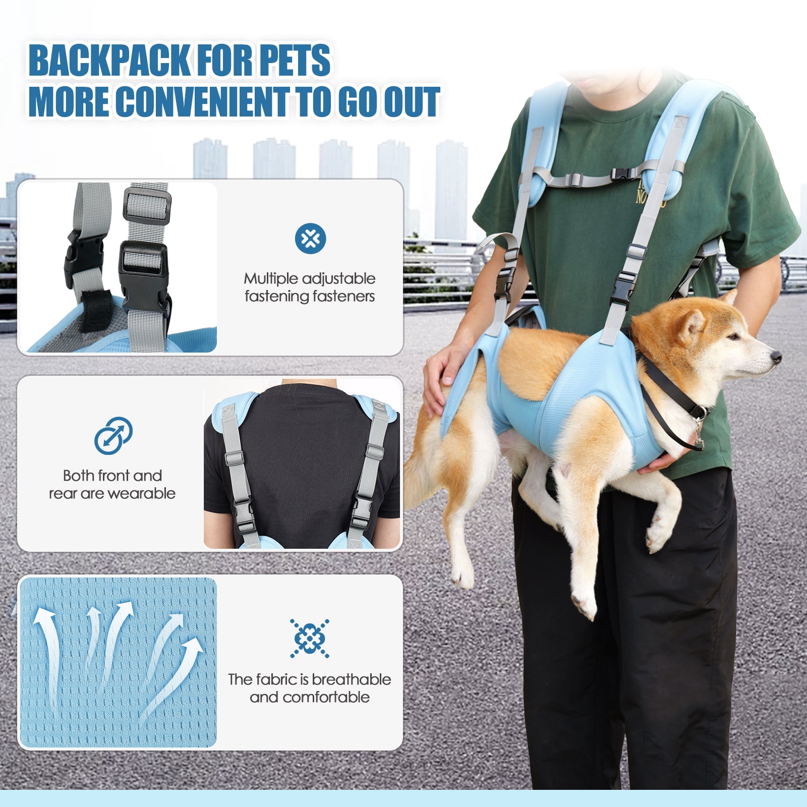 Pet Carrier Backpack - Breathable & Adjustable Design for Small Medium Dogs, Suitable for Outdoors