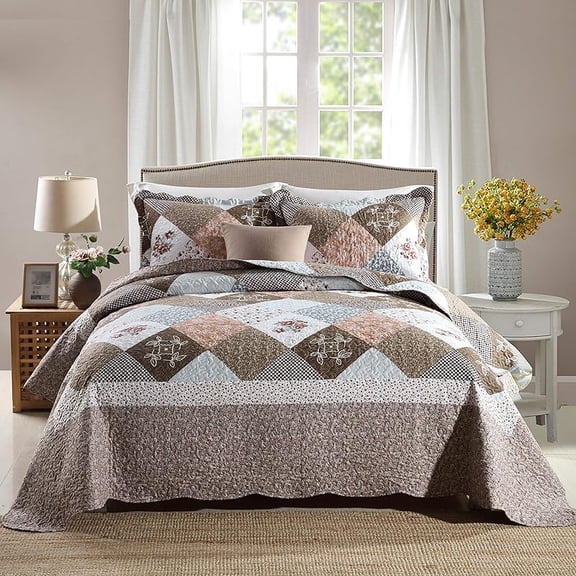 3-Piece Queen Quilt Sets with Shams Oversized Bedding Bedspread Reversible Soft Coverlet Set, Queen Size