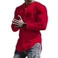 thumbnail image 2 of Mrzhqd Shirts For Men Male Autumn And Winter Cotton Single Long Sleeved Solid Color Collarless Outdoor Shirt, 2 of 5
