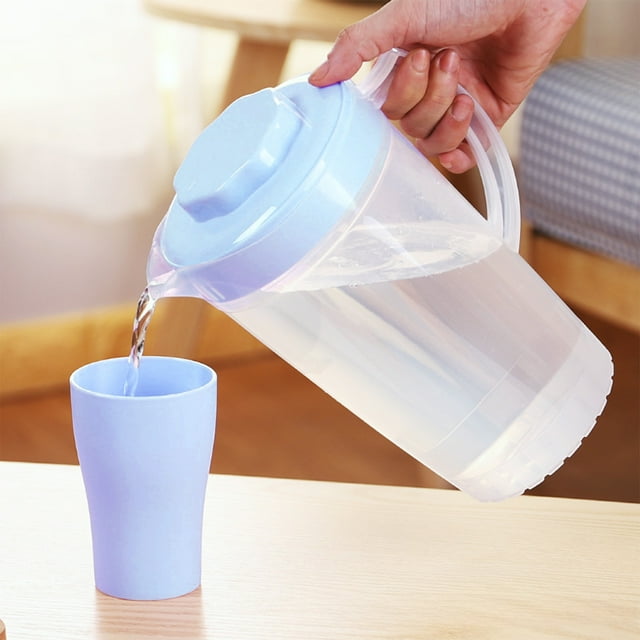 Birdeem Pichet d'Eau en Plastique avec Couvercle et Bec Verseur, Distributeur de Boissons Froides de Grande Capacité 2 Litres pour Thé Glacé, Limonade et Boissons, Conception à Grand Ouverture pour un Remplissage et un Nettoyage Faciles, 9x5x4 Pouces