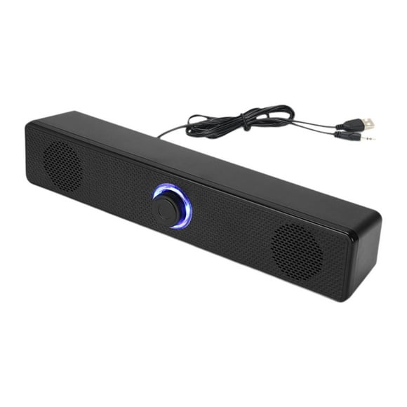 Altavoz de computadora con cable, barra de sonido portátil con entrada auxiliar estéreo de 3,5 mm, altavoz de PC con alimentación USB para computadora