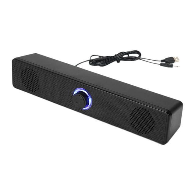 Barra de sonido con altavoz para ordenador con cable, barra de sonido envolvente para PC, entrada auxiliar de 3,5 mm, alimentación por USB, plug and p