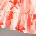 thumbnail image 4 of vigerkar Robe Midi à Manches Volantées à Fleurs pour Fille, Robe de Printemps pour Enfants, Robe d'Été Évasée Smockée 4-7 T (Orange, 4-5 Ans), 4 of 9