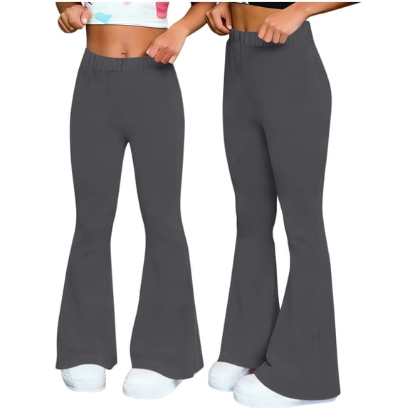 Maqroz Butt Lifting Leggings for Women Plus Size Elastic High Waisted Flare Yoga Pants Tummy Control Solid Color Loose Fit Wide Leg Yoga Gym Workout Pants Dark Gray XXL