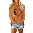 thumbnail image 2 of Trendy Sweatshirts Womens Long Sleeve Crewneck Dog Paws Love Heart Printed Pullover Tee Shirt Fall Winter Tops (2XL, Orange), 2 of 4
