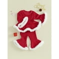 thumbnail image 3 of Bagilaanoe 2Pcs Baby Girl Christmas Costume Toddler Long Sleeve Plush A-line Tops + Flared Pants 6M 12M 18M 24M 3T 4T Kids Cosplay Party Dress UP, 3 of 8