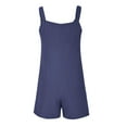 thumbnail image 5 of JINMGG Shorts for Women Clearance $5 Plus Size Womens Fashion Summer Solid Casual Sleeveless Suspender Short Jumpsuit Navy XXXXL, 5 of 7