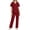 Red, variant on TKYCMSUAKI Scrubs for Women Set Lightweight Nurse Uniform Short Sleeve V-Neck Scrub Tops Straight Leg Pants with Pockets