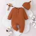 thumbnail image 2 of Huowey Newborn Girls Boys Winter Long Sleeve Jumpsuit Solid Color Print With Hat Outwear Fall Clothes Breathable Dailywear, 9-12 Months, 2 of 3