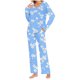 thumbnail image 2 of Puntoco Conjunto de pijama cómodo para mujer, conjunto de pijama con parte superior y pantalones casuales con estampado degradado para mujer, 2 of 5