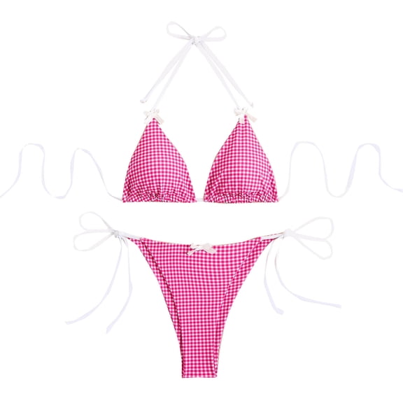 Idoravan High Waisted Bikini Sets for Women Fashion Comfortable Printing Bikini Women's Plain Color Swimsuit Bikinis Sets