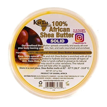 Kuza African Shea Butter Yellow Solid for Skin, 8 Oz