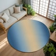 thumbnail image 3 of Khaki Navy Blue Ombre 8ft Round Rug, Modern Abstract Art Gradient Non-Skid Rubber Backing Large Area Rugs - Living Room Bedroom Home Office, Indoor Floor Mat Carpets Washable Rug, 3 of 9