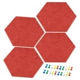 thumbnail image 1 of Unique Bargains Tuile de Tableau d'Affichage Murale Hexagonale Autocollante avec Punaise, Rouge 4 Unités, 1 of 5