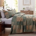 thumbnail image 2 of Quilt Set Full Queen Size Floral Paisley Olive Green Bedding with 2 Pillow Shams, 2 of 6