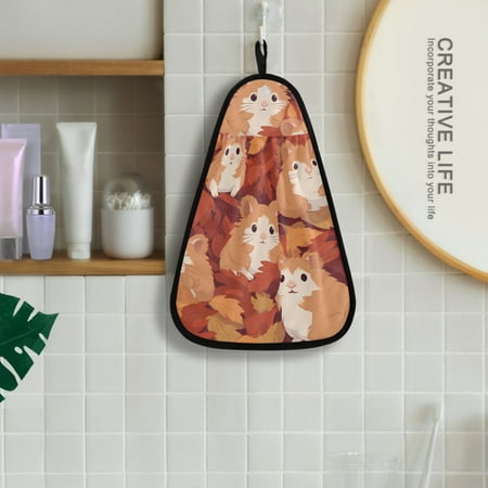 

Rats Mouse Leaves Hanging Towel Kitchen Hand Towel Bathroom Absorbent Towel Machine Washable Quick Dry Dishcloths