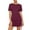 Wine, variant on Juslio Women Dress Round Neck Drawstring, Slim Midi Dress Casual Solid Color T-Shirt Dresses