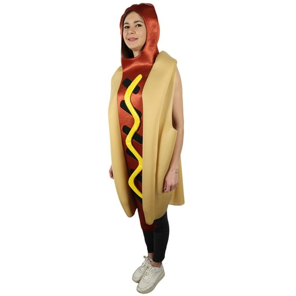 HPO Adult Realistic and Comfortable Fast Food-Inspired Hot Dog Costume| Suitable for Halloween | Flame-retardant Synthetic Fabric