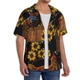 thumbnail image 2 of Balery Embroidery Chicken Rooster Camisa Casual de Manga Corta con Botones para Hombre, Texturizada, Estilo Cubano, para Playa, Verano-Small, 2 of 5