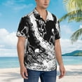 thumbnail image 5 of Daiia Skeleton Wave Artwork Hawaiian Shirt for Men Gentle Cotton Regular Short Sleeve Casual-Large, 5 of 9