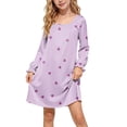 thumbnail image 3 of Auroural Girl'S Round Neck Long Sleeves Dress Homewear Sleeping Dress Kids, 3 of 9