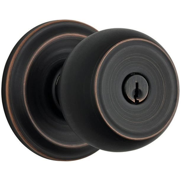 Brink's Push Pull Rotate Stafford Keyed Entry Doorknob in Tuscan Bronze