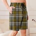 thumbnail image 6 of Miluxas Mens Plaid Check Soft Lightweight Long Shorts Drawstring Pants with Pocket Yellow XL(XL), 6 of 6